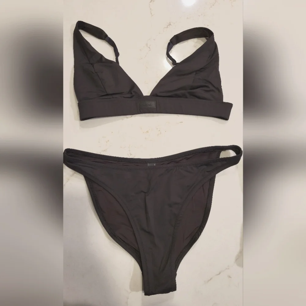 SKIMS Black Triangle Bikini Top and High-Cut Bottom